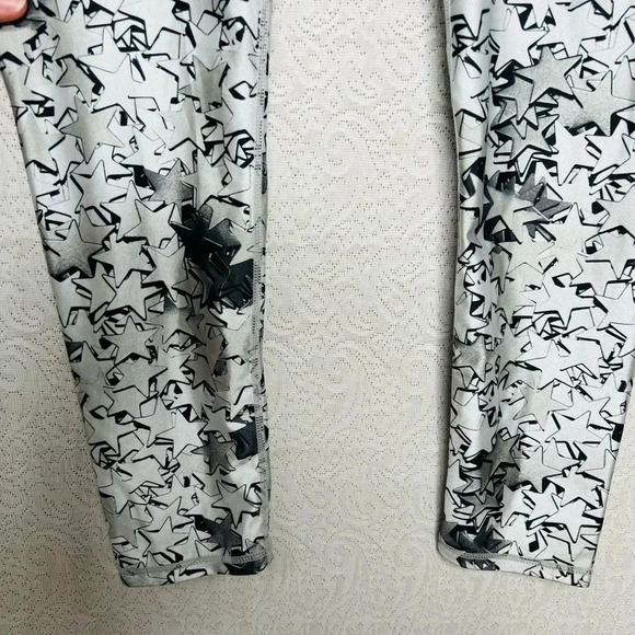 Terez High-Waist Leggings Size L Celestial Silver Star Confetti Full Length Gray - Picture 6 of 11